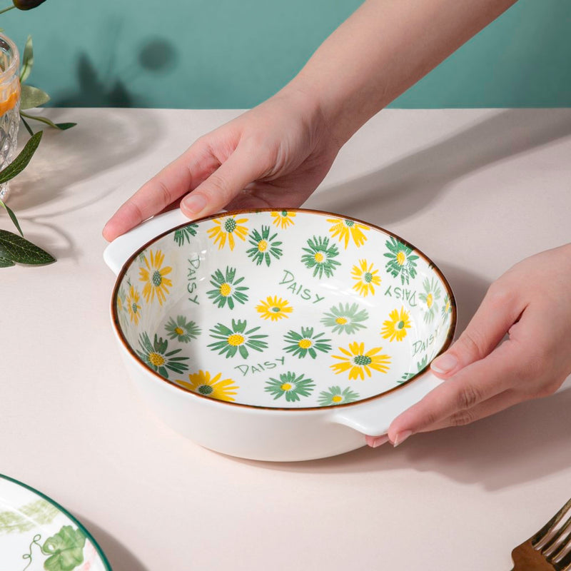 Daisy Baking Bowl With Handles 7.5 Inch 500 ml - Baking Dish