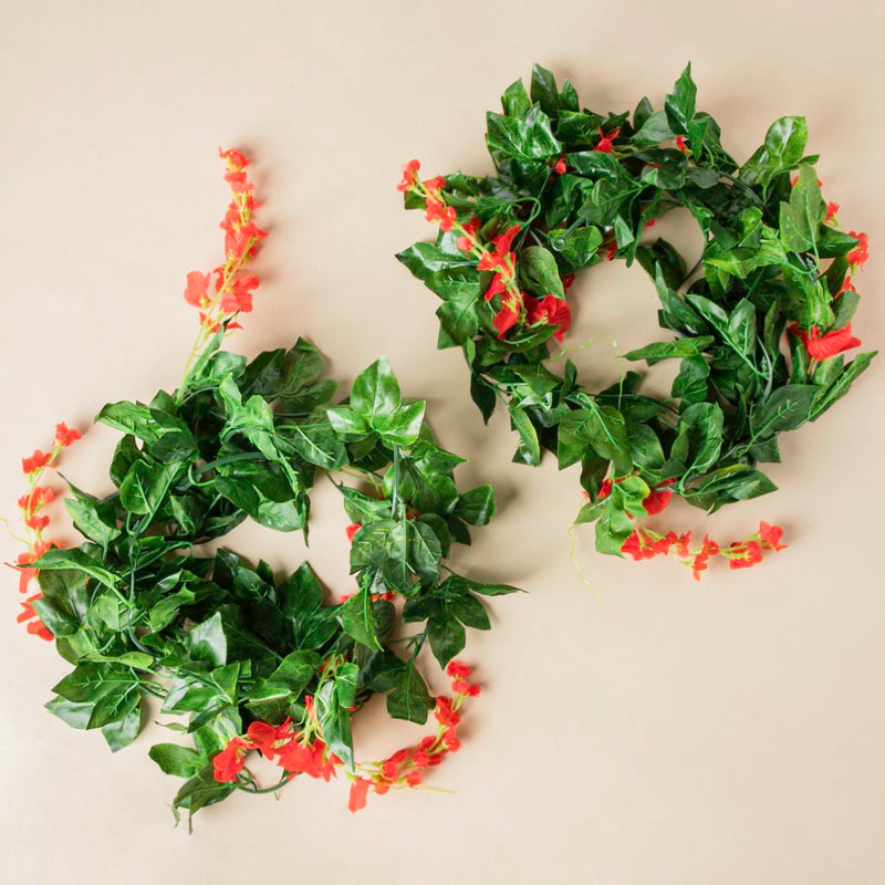 Party Decor Floral Vine Set of 2 Red - Artificial flower | Flower for vase | Home decor item | Room decoration item