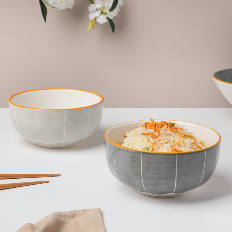 Willow Light Grey Ceramic Soup Bowl Large 500 ml - Bowl,ceramic bowl, snack bowls, curry bowl, popcorn bowls | Bowls for dining table & home decor