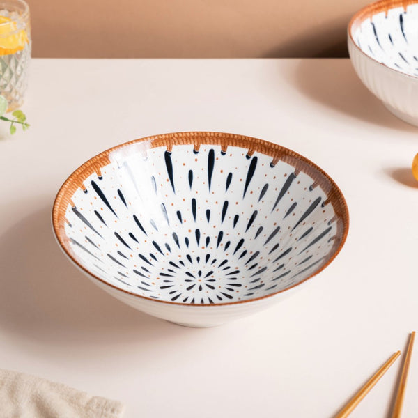 Dewdrop Ceramic Ramen Bowl 8 Inch 750 ml - Soup bowl, ceramic bowl, ramen bowl, serving bowls, salad bowls, noodle bowl | Bowls for dining table & home decor