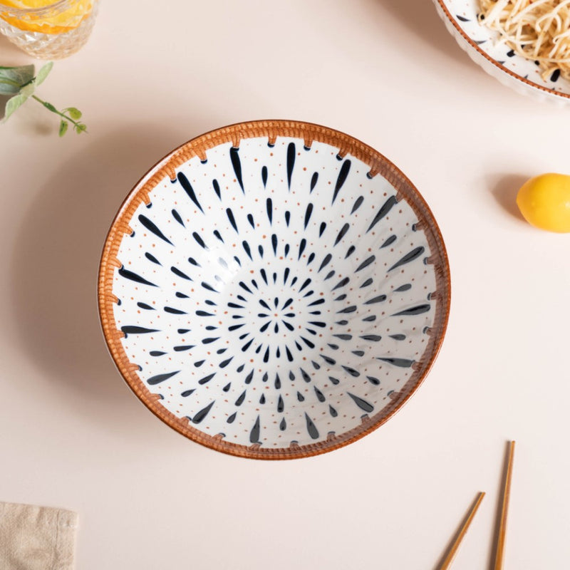 Dewdrop Ceramic Ramen Bowl 8 Inch 750 ml - Soup bowl, ceramic bowl, ramen bowl, serving bowls, salad bowls, noodle bowl | Bowls for dining table & home decor