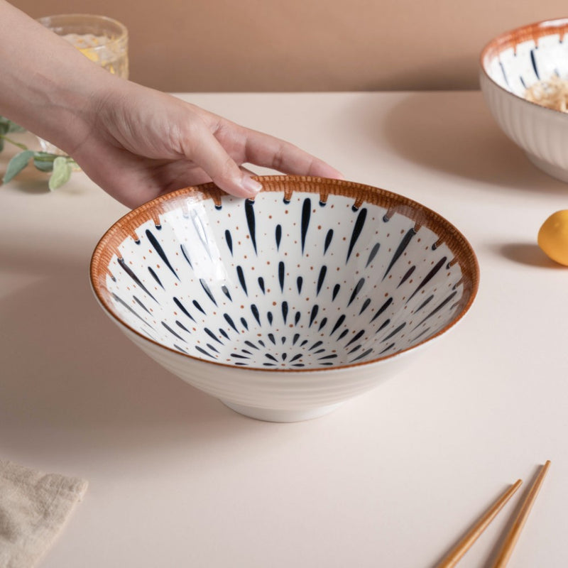 Dewdrop Ceramic Ramen Bowl 8 Inch 750 ml - Soup bowl, ceramic bowl, ramen bowl, serving bowls, salad bowls, noodle bowl | Bowls for dining table & home decor