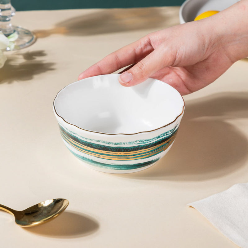 Ceramic Bowl With Wavy Rim 300 ml - Bowl, soup bowl, ceramic bowl, snack bowls, curry bowl, popcorn bowls | Bowls for dining table & home decor