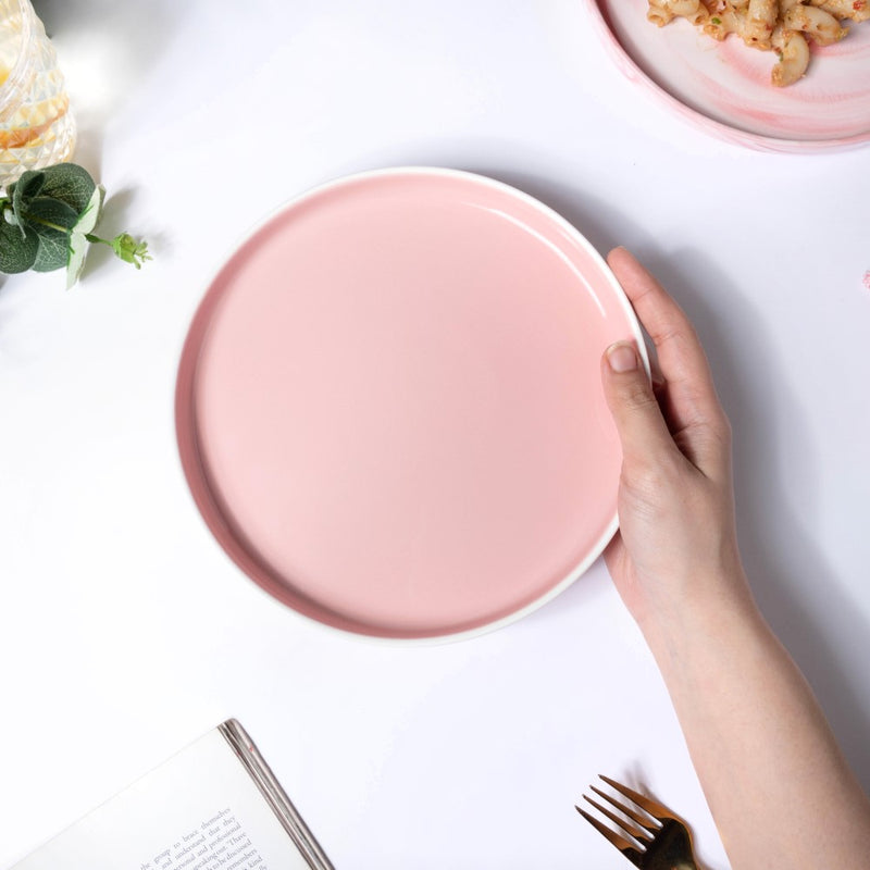 Pink Floral Plates - Serving plate, snack plate, ceramic dinner plates| Plates for dining table & home decor