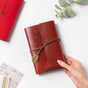 Wanderlust Leather Journal With Leaf Tassel Strap Brown 75 Pages