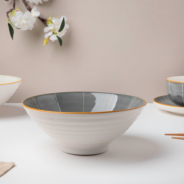 Willow Dark Grey Ceramic 8 inch Ramen Bowl 800 ml - Soup bowl, ceramic bowl, ramen bowl, serving bowls, salad bowls, noodle bowl | Bowls for dining table & home decor