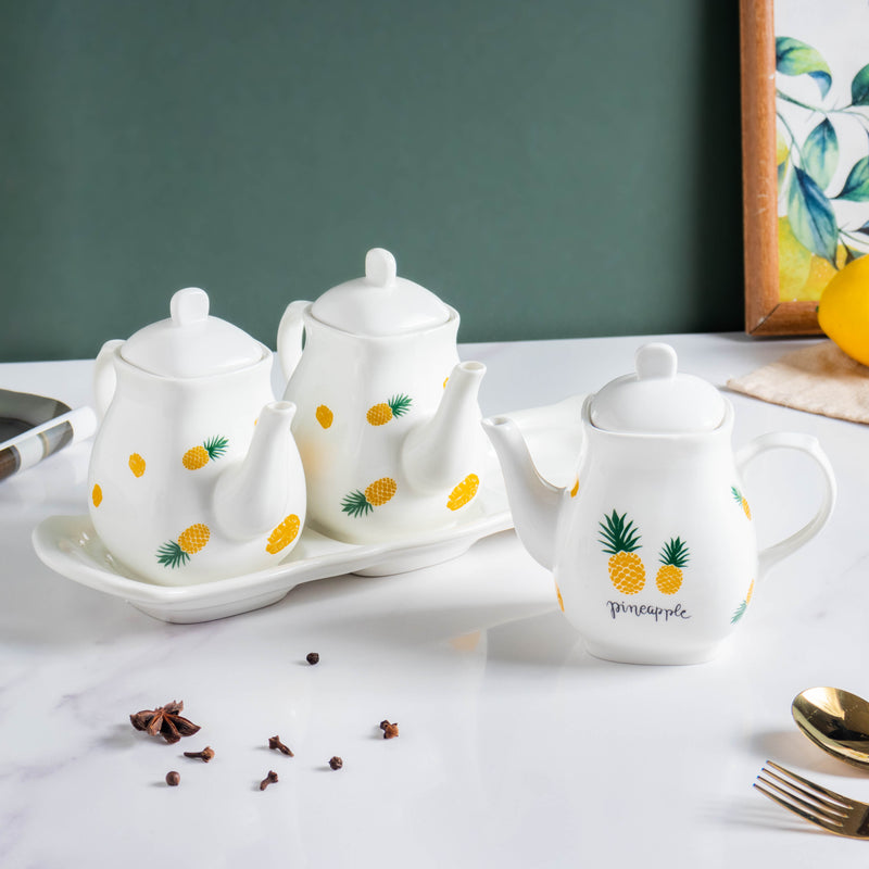 Pineapple Condiment Kettle Set Of 3 - Jar