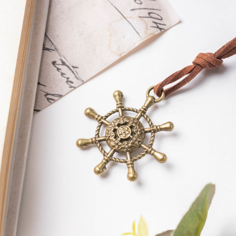 Seafarer Leather Journal With Anchor And Helm Tassel Strap Brown 75 Pages