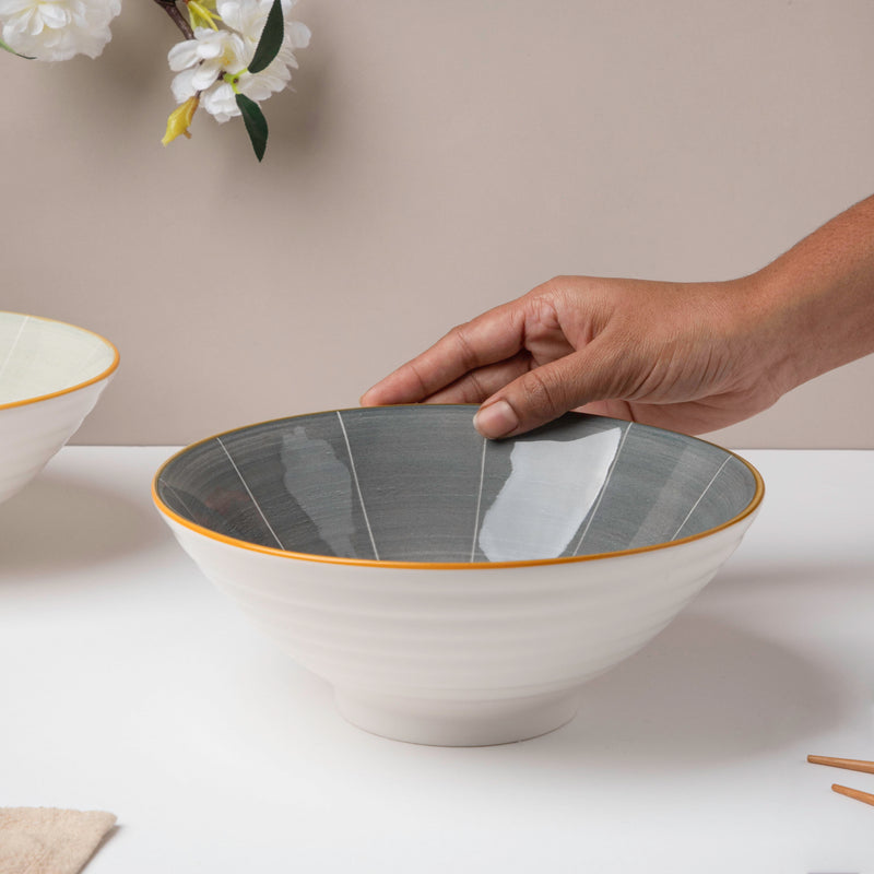 Willow Dark Grey Ceramic 8 inch Ramen Bowl 800 ml - Soup bowl, ceramic bowl, ramen bowl, serving bowls, salad bowls, noodle bowl | Bowls for dining table & home decor
