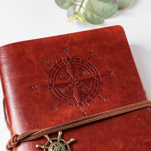 Seafarer Leather Journal With Anchor And Helm Tassel Strap Brown 75 Pages