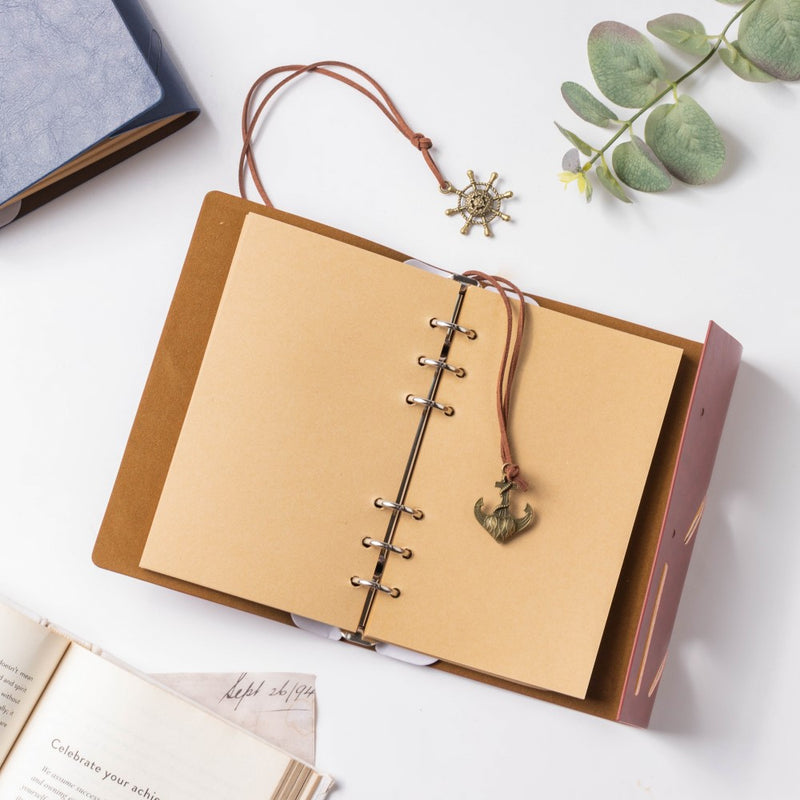Seafarer Leather Journal With Anchor And Helm Tassel Strap Brown 75 Pages