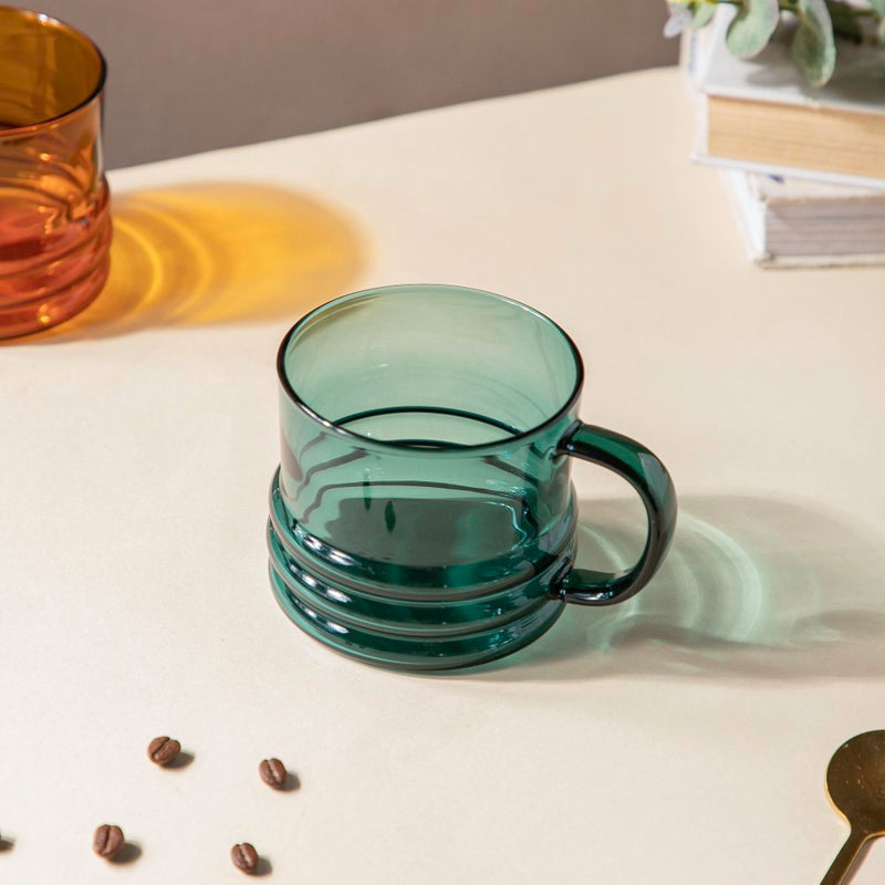 Emerald Modern Glass Cup 350ml- Tea cup, coffee cup, cup for tea | Cups and Mugs for Office Table & Home Decoration
