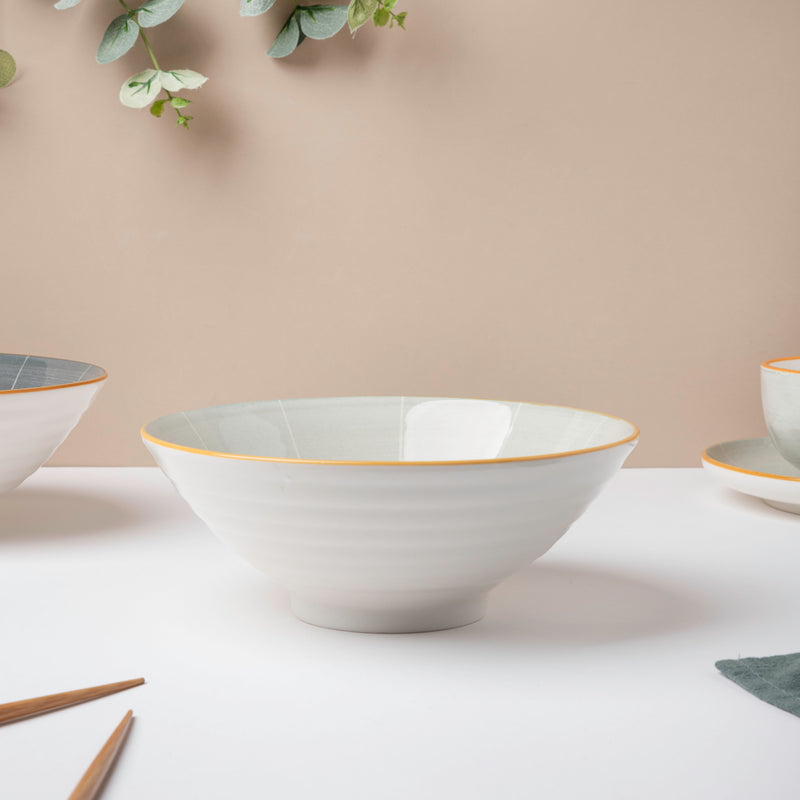 Willow Light Grey 8 inch Ramen Bowl 800 ml - Soup bowl, ceramic bowl, ramen bowl, serving bowls, salad bowls, noodle bowl | Bowls for dining table & home decor
