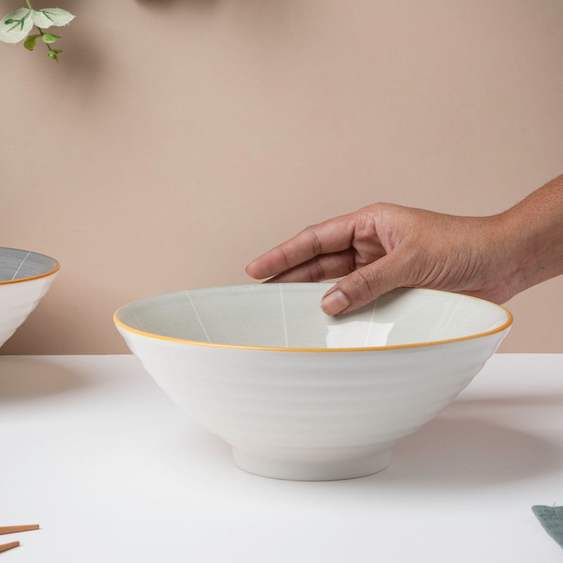 Willow Light Grey 8 inch Ramen Bowl 800 ml - Soup bowl, ceramic bowl, ramen bowl, serving bowls, salad bowls, noodle bowl | Bowls for dining table & home decor