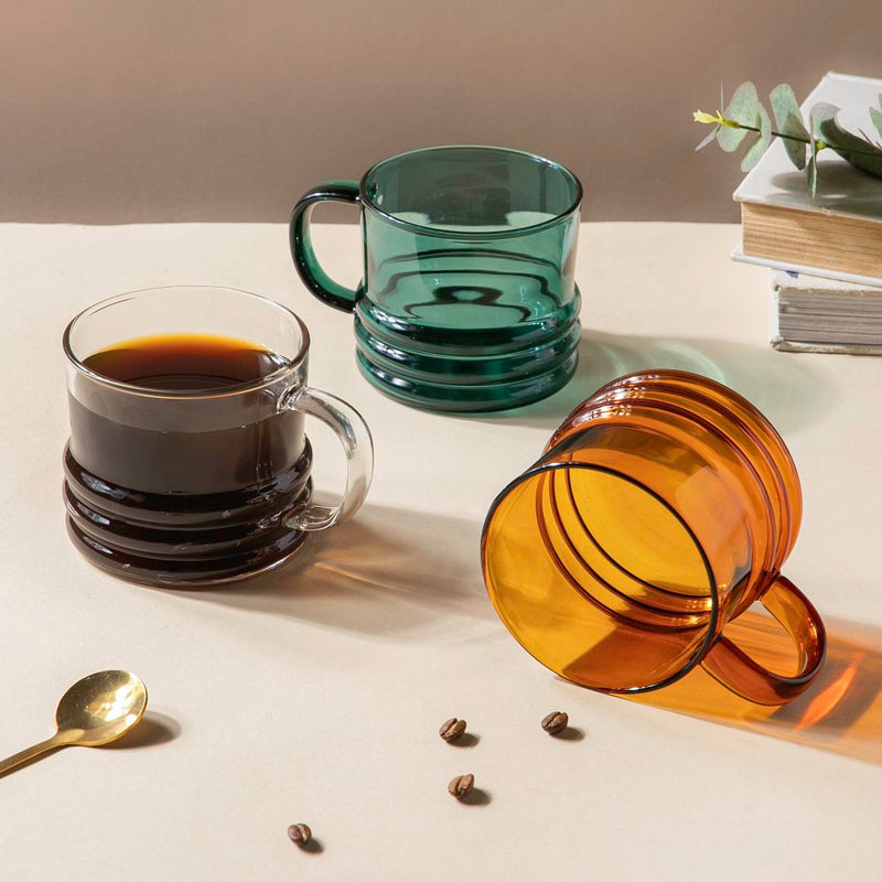 Emerald Modern Glass Cup 350ml- Tea cup, coffee cup, cup for tea | Cups and Mugs for Office Table & Home Decoration