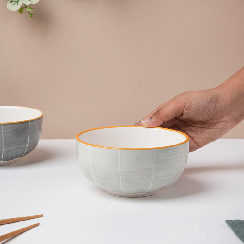 Willow Light Grey Ceramic Soup Bowl Large 500 ml - Bowl,ceramic bowl, snack bowls, curry bowl, popcorn bowls | Bowls for dining table & home decor
