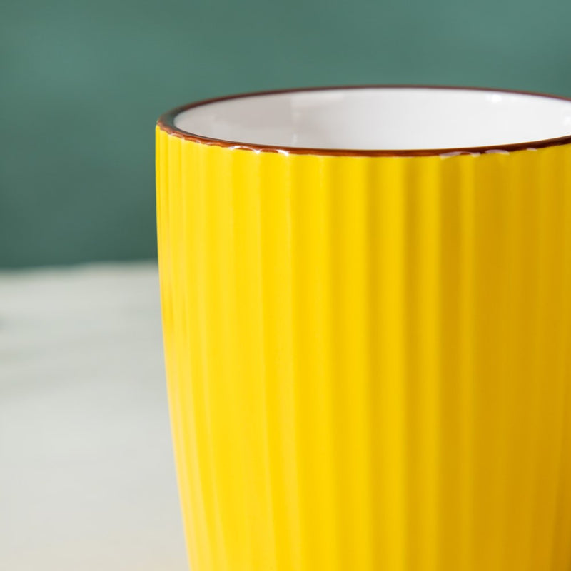 Ceramic Mug with Wooden Lid Yellow- Mug for coffee, tea mug, cappuccino mug | Cups and Mugs for Coffee Table & Home Decor