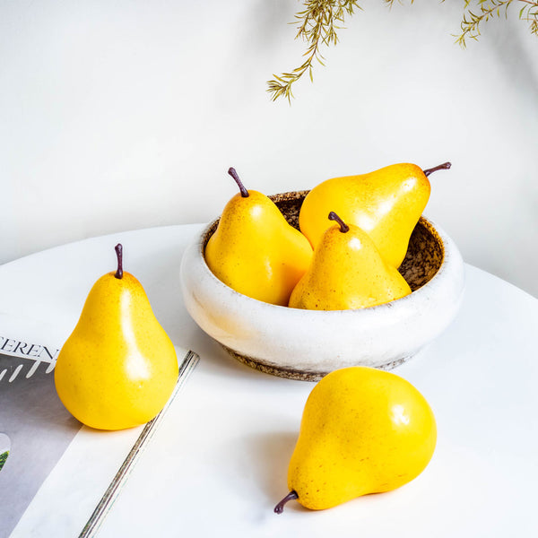 Decorative Pears Set Of 5 Yellow - Artificial Plant | Flower for vase | Home decor item | Room decoration item