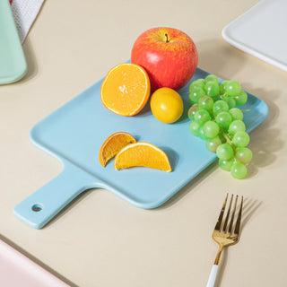 Sleek Serving Platter With Handle Blue Large 13 Inch