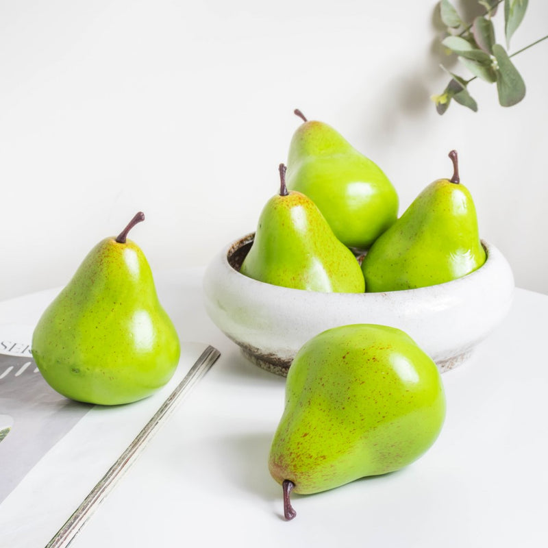 Decorative Pears Set Of 5 Green - Artificial Plant | Flower for vase | Home decor item | Room decoration item