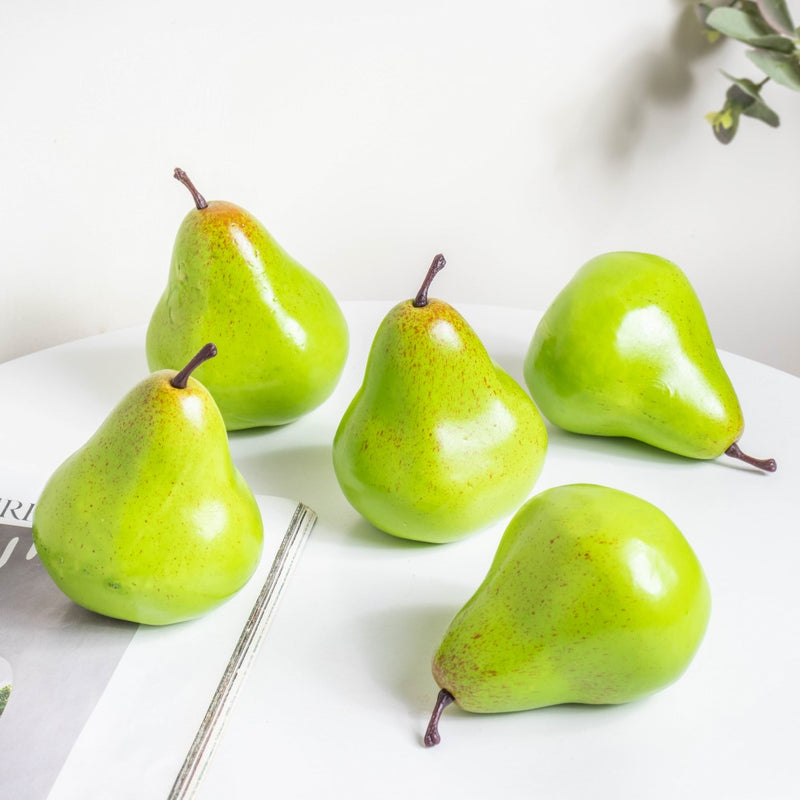 Decorative Pears Set Of 5 Green - Artificial Plant | Flower for vase | Home decor item | Room decoration item