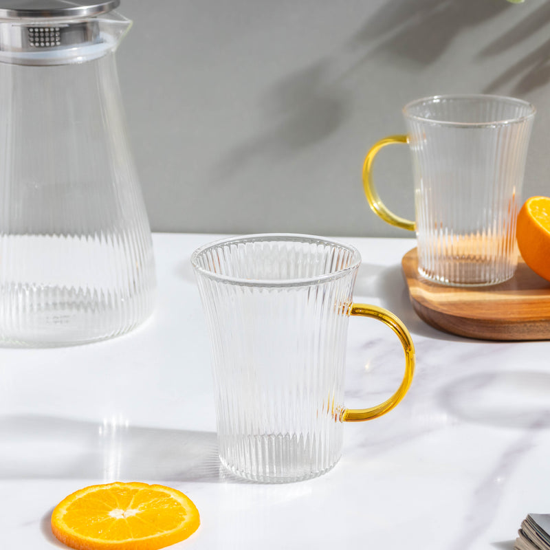 Glass Lemonade Set Of 6 - Tea set, glass jug set, glassware set | Drinkware set for Dining table & Home decor