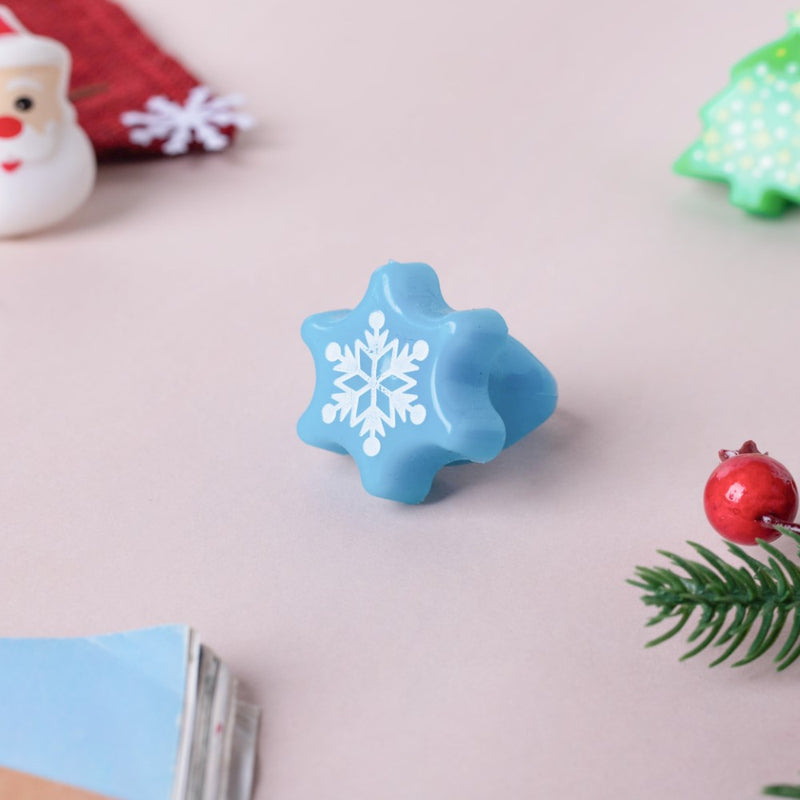 Quirky LED Snowflake PVC Ring Blue