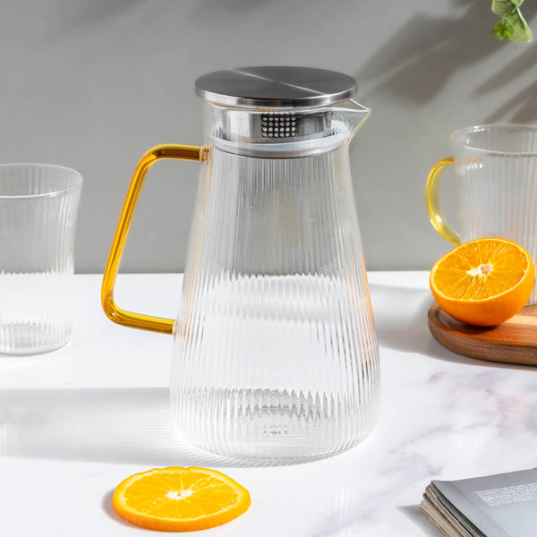 Glass Lemonade Set Of 6 - Tea set, glass jug set, glassware set | Drinkware set for Dining table & Home decor