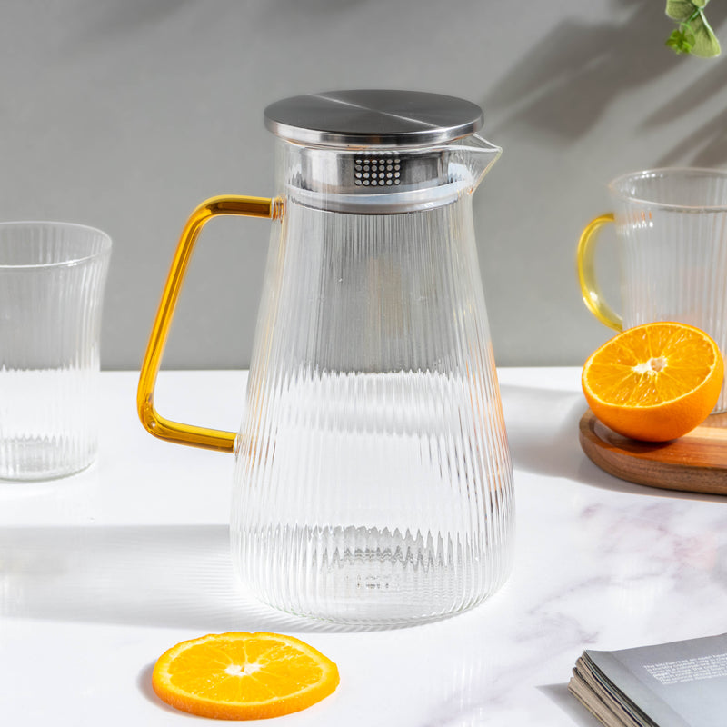 Glass Lemonade Set Of 6 - Tea set, glass jug set, glassware set | Drinkware set for Dining table & Home decor