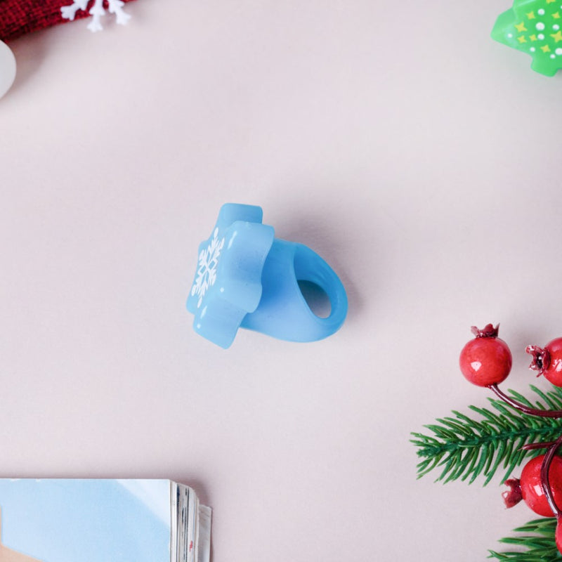 Quirky LED Snowflake PVC Ring Blue