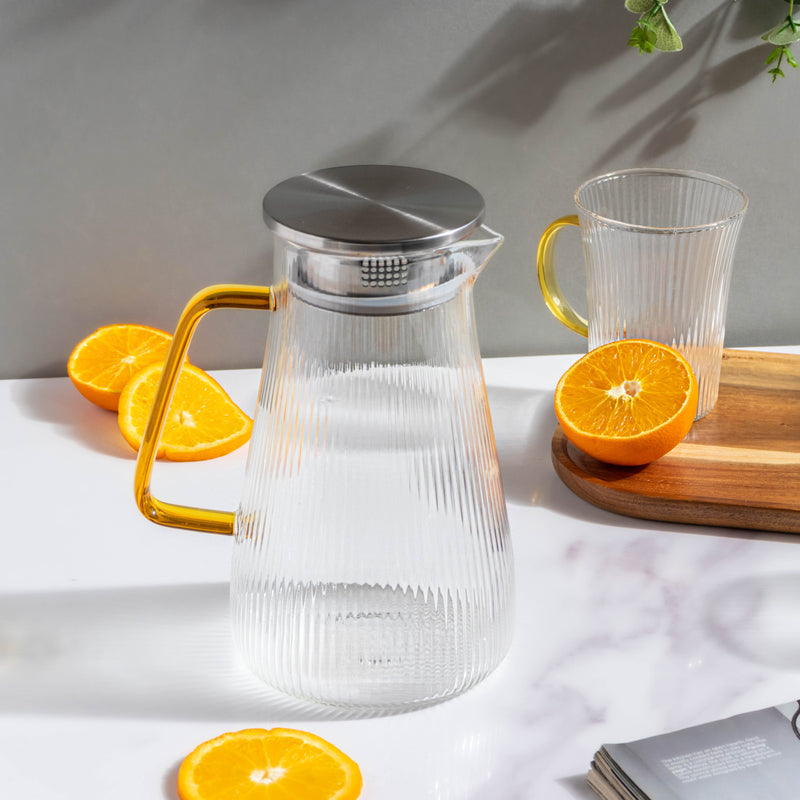 Glass Lemonade Set Of 6 - Tea set, glass jug set, glassware set | Drinkware set for Dining table & Home decor