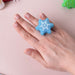 Quirky LED Snowflake PVC Ring Blue