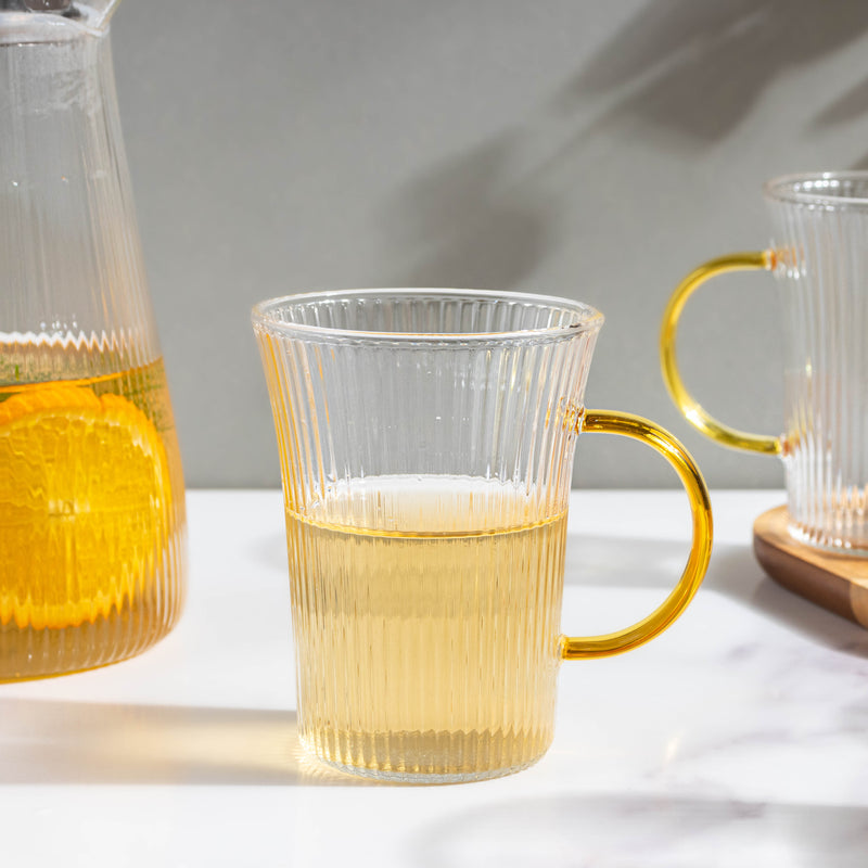 Glass Lemonade Set Of 6 - Tea set, glass jug set, glassware set | Drinkware set for Dining table & Home decor