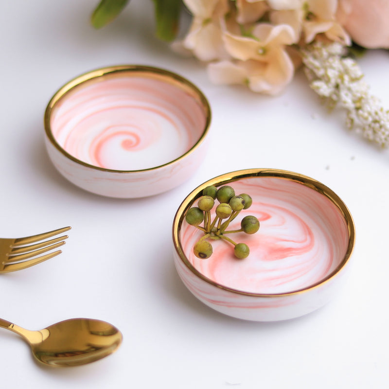Pink Marble Plate - Serving plate, snack plate, ceramic dinner plates| Plates for dining table & home decor