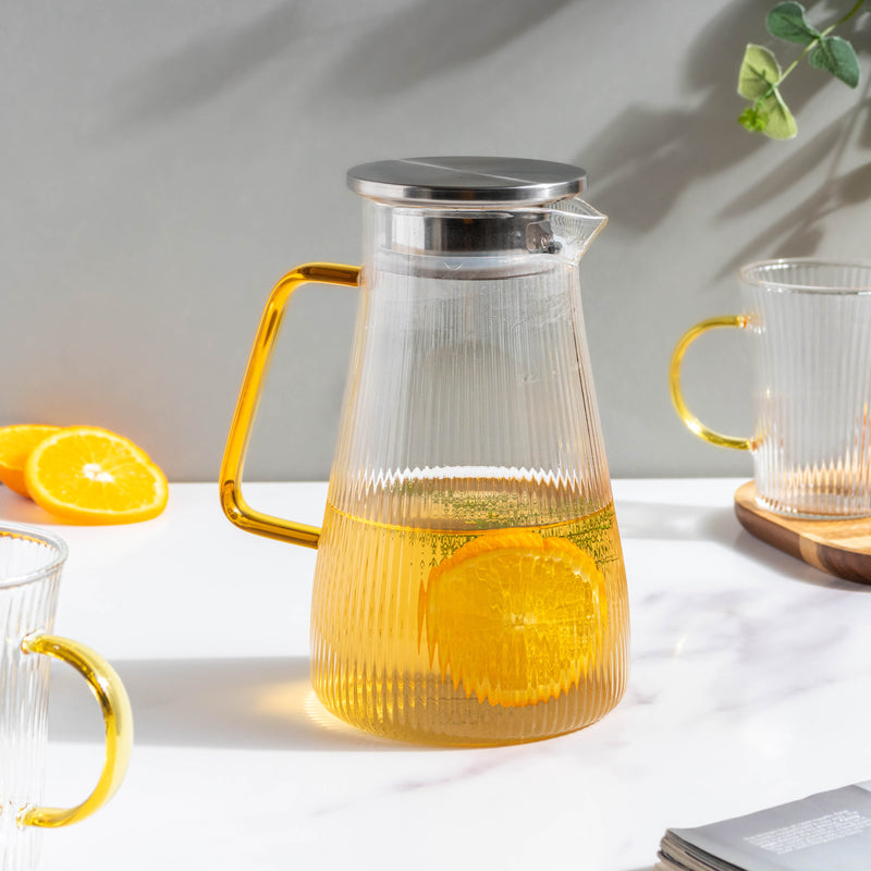 Glass Lemonade Set Of 6 - Tea set, glass jug set, glassware set | Drinkware set for Dining table & Home decor