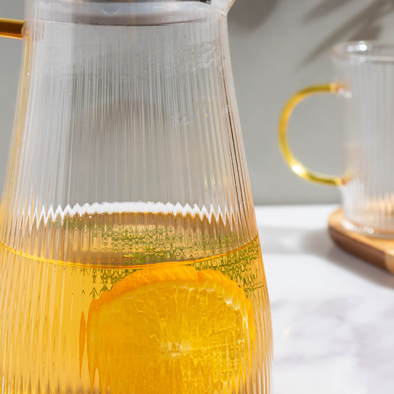 Glass Lemonade Set Of 6 - Tea set, glass jug set, glassware set | Drinkware set for Dining table & Home decor