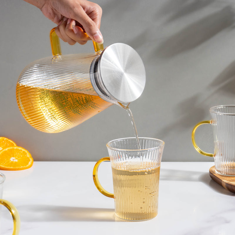 Glass Lemonade Set Of 6 - Tea set, glass jug set, glassware set | Drinkware set for Dining table & Home decor