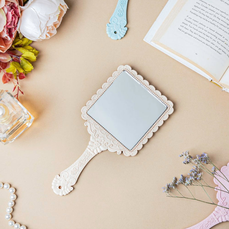 Vintage Classic Hand Mirror Ivory - Handheld mirror: Buy mirror online | Mirror for dressing table and room decor