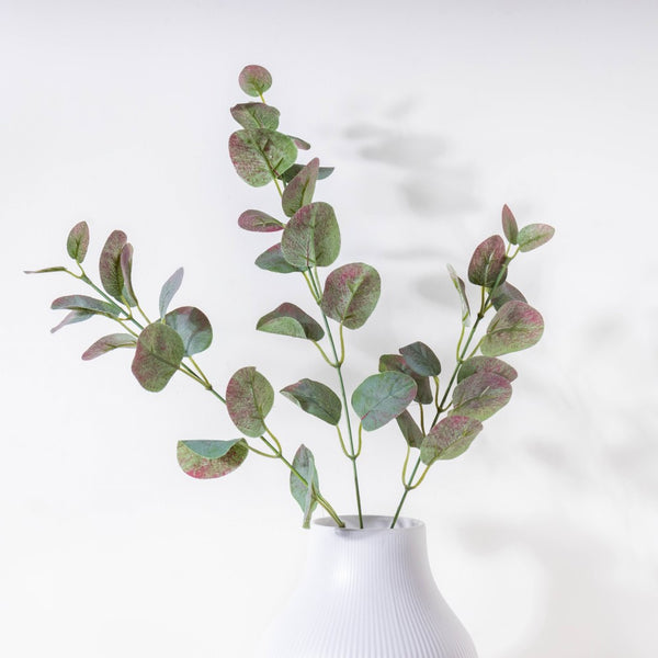 Faux Eucalyptus Purple Tinted Green Leaves - Artificial Plant | Flower for vase | Home decor item | Room decoration item
