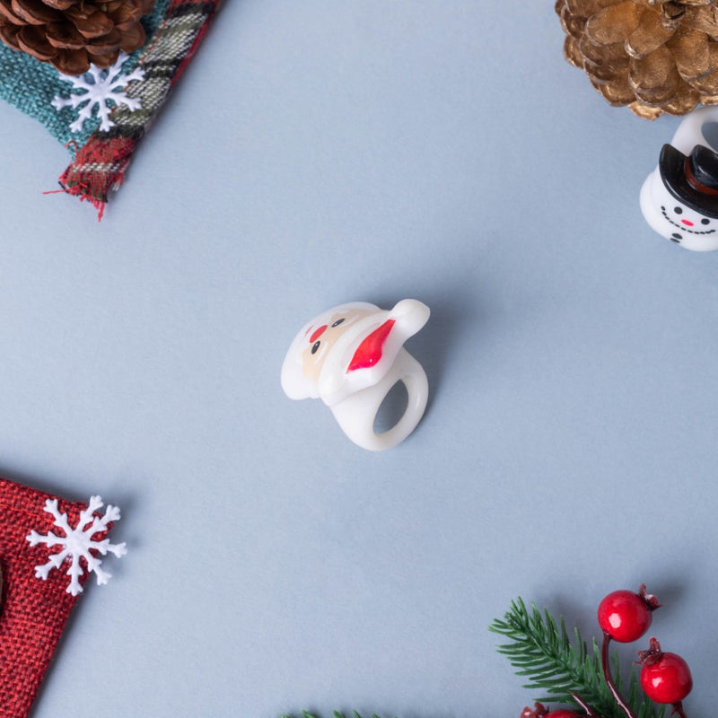 Quirky LED Santa Claus PVC Ring White