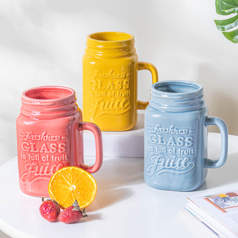 Riona Mason Mug Yellow 450 ml- Mug for coffee, tea mug, cappuccino mug | Cups and Mugs for Coffee Table & Home Decor