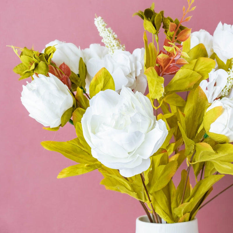 Faux Rose Bouquet White - Artificial flower | Home decor item | Room decoration item