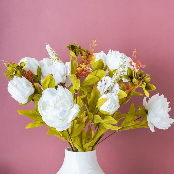 Faux Rose Bouquet White