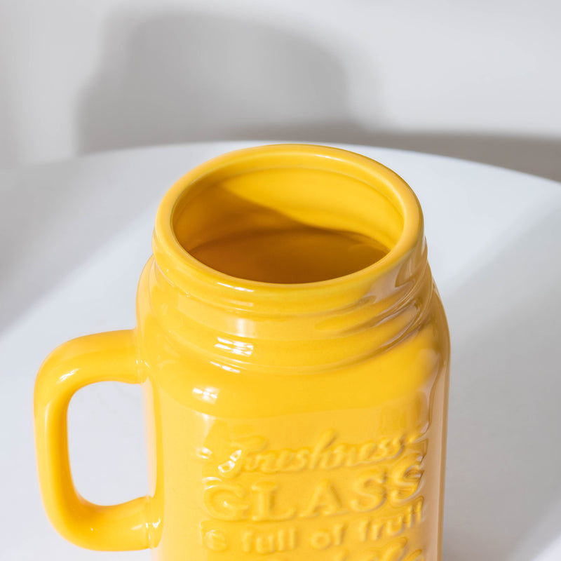 Riona Mason Mug Yellow 450 ml- Mug for coffee, tea mug, cappuccino mug | Cups and Mugs for Coffee Table & Home Decor