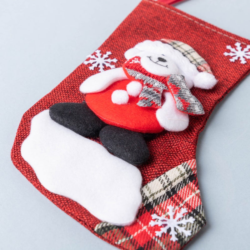 Teddy Bear Christmas Stocking 9 Inch - Wall decoration for Christmas wall design | Room decor & home decoration items