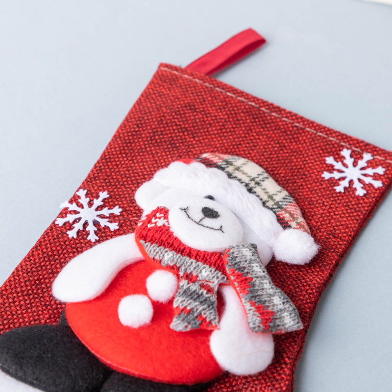 Teddy Bear Christmas Stocking 9 Inch - Wall decoration for Christmas wall design | Room decor & home decoration items