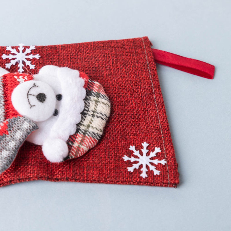 Teddy Bear Christmas Stocking 9 Inch - Wall decoration for Christmas wall design | Room decor & home decoration items