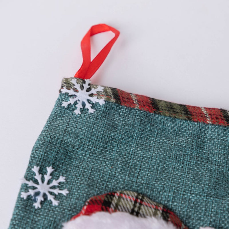 Checkered Bear Christmas Stocking 12 Inch - Christmas sock for wall decor, tree decor, and gifting | Festive & home decoration ideas