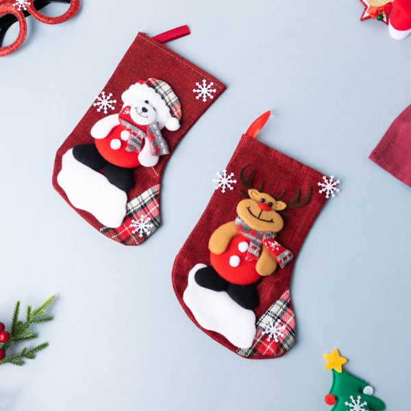 Woven Gift Stocking 9 Inch - Wall decoration for Christmas wall design | Room decor & home decoration items