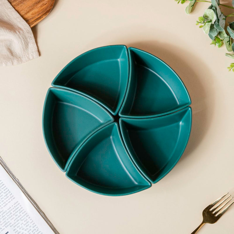 Dry Fruit Bowl Green Set Of 5 200 ml - Bowl,ceramic bowl, snack bowls, curry bowl, popcorn bowls | Bowls for dining table & home decor